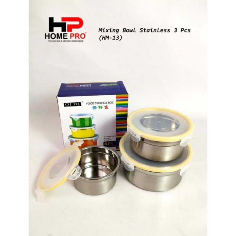 Home Pro Food Container Mixing Bowl Warna Stainless / Food Storage Box