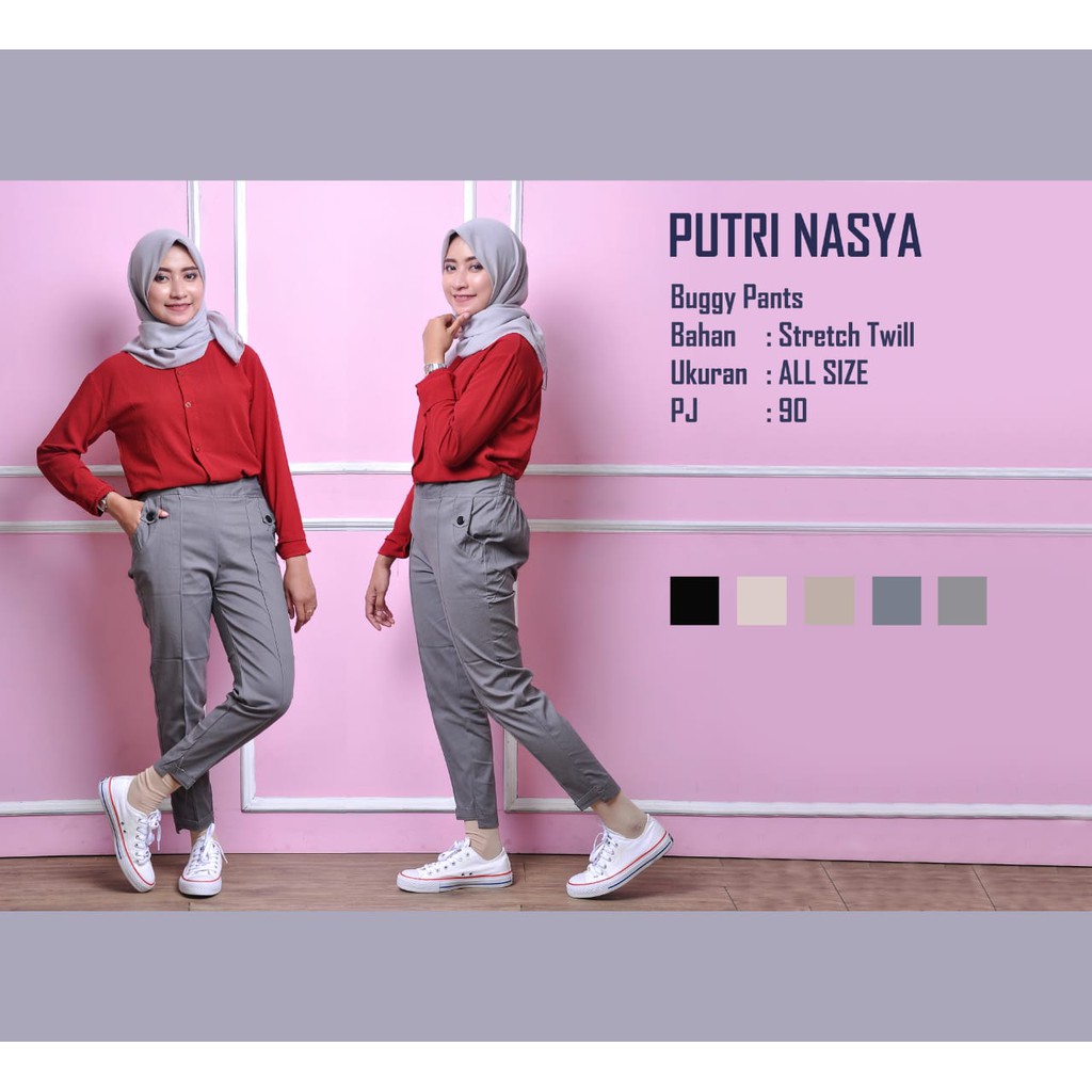 Celana kerja wanita model audi pants bahan tuwil strech tebal pilihan 6warna al size m.l.xl.75kg