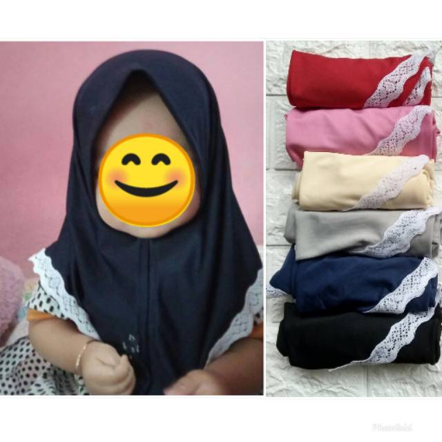 Hijab Jilbab Bayi Polos Renda Kerudung