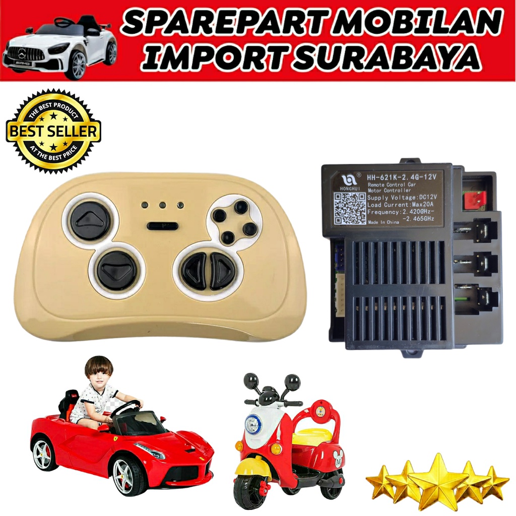 HONGHUI HH621K 2.4G 12V RECEIVER MODUL CONTROLLER CAR TOYS RIDE ON CAR PLIKO YUKITA UNI KID RECIVER