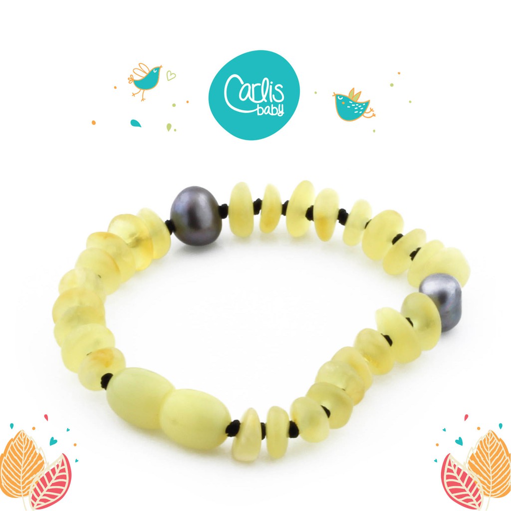 Gelang Amber Tumbuh Gigi Bayi With Black Pearl By Carlis Baby. AG26