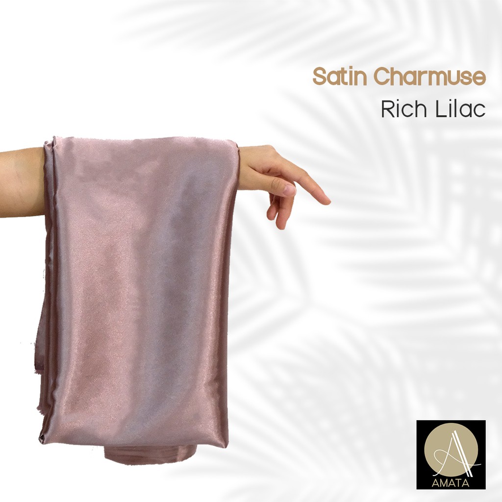 1/2 meter Kain Satin Charmuse / Sateen Silk Premium Rich Lilac