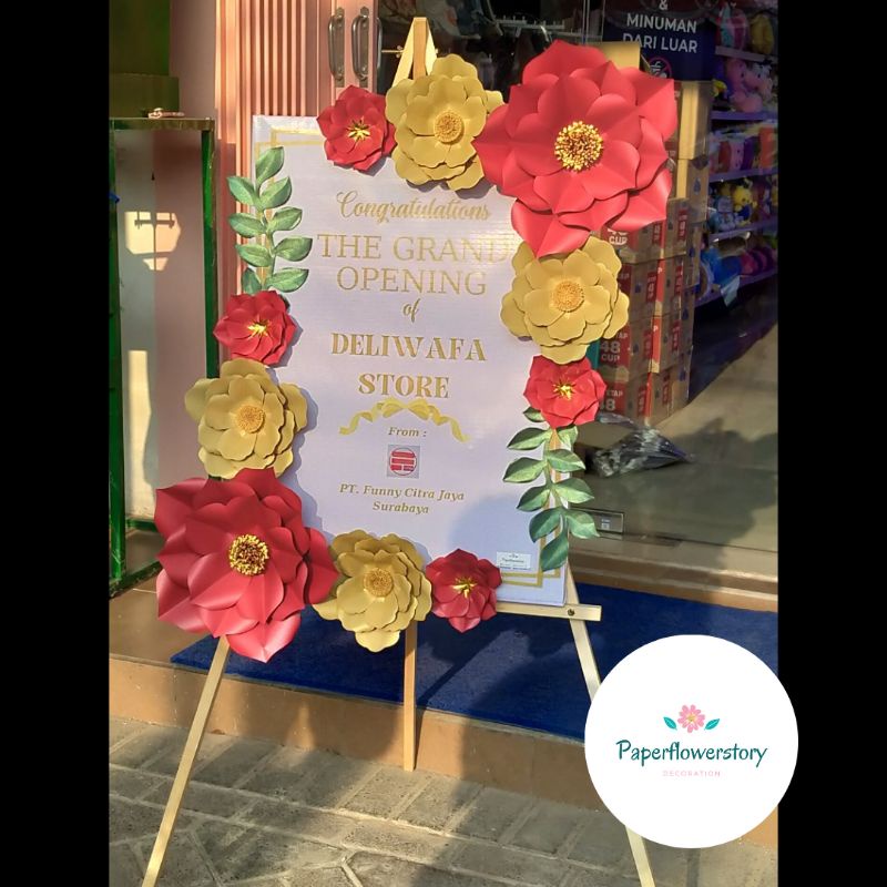Papan bunga kertas/ucapan paper flower board pernikahan lamaran ulang tahun akikah wisuda Paper Flow