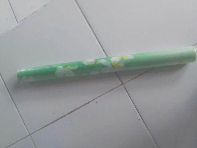 Kc014 Green N White Flower Sandblast Sticker Kaca  45cm X 5m