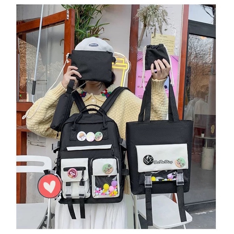 TAS RANSEL SEKOLAH ANAK PEREMPUAN import set 5 in 1 FASHION BACKPACK KOREA