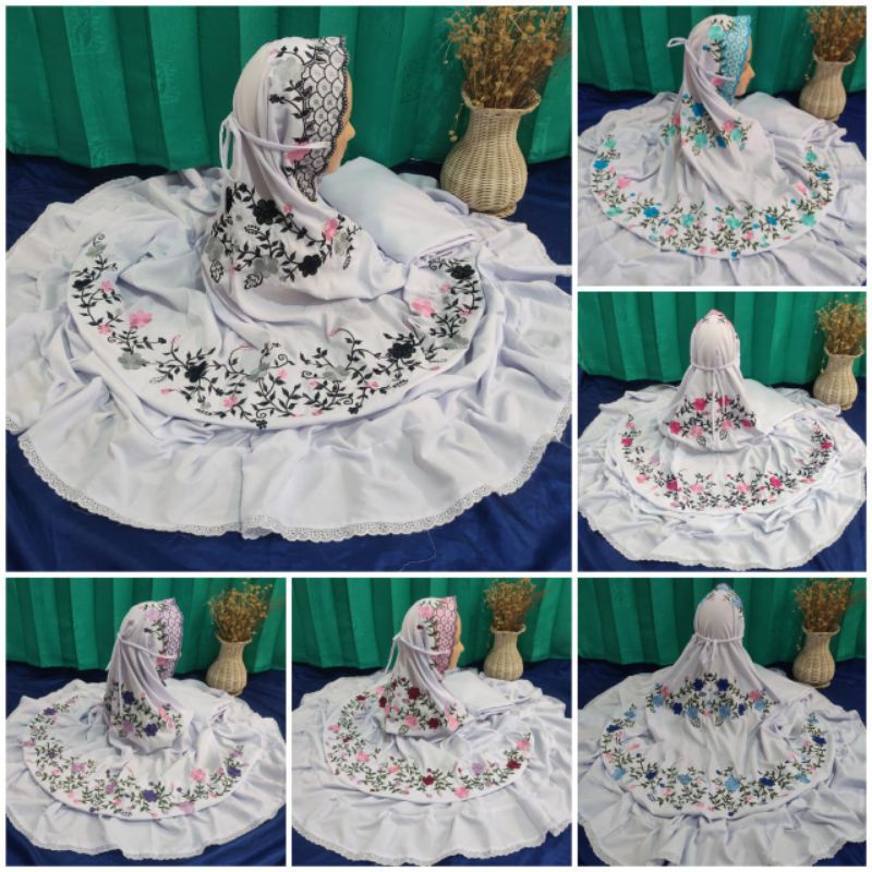 Mukena Dewasa Potongan mukenah Setelan Bordir Polos Putih Mukenah Dewasa Kudus Murah Polino travel