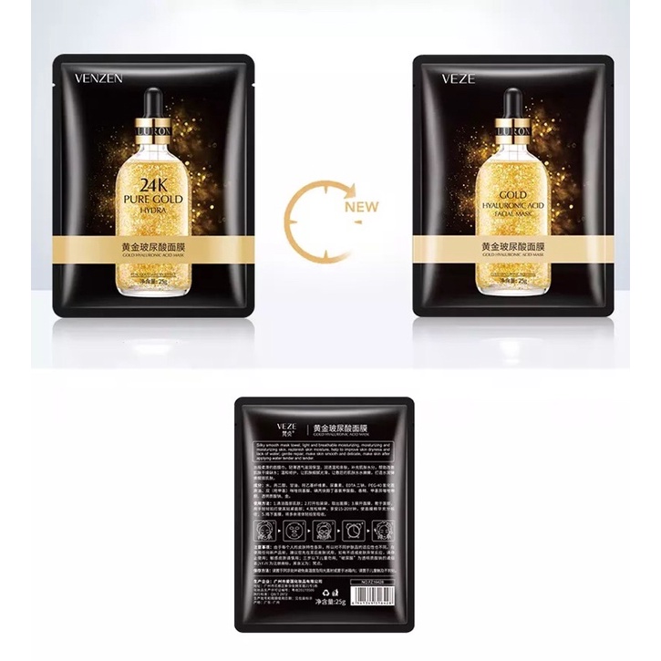 READY-VENZEN 24k gold sheet mask/facial mask/anti penuaan