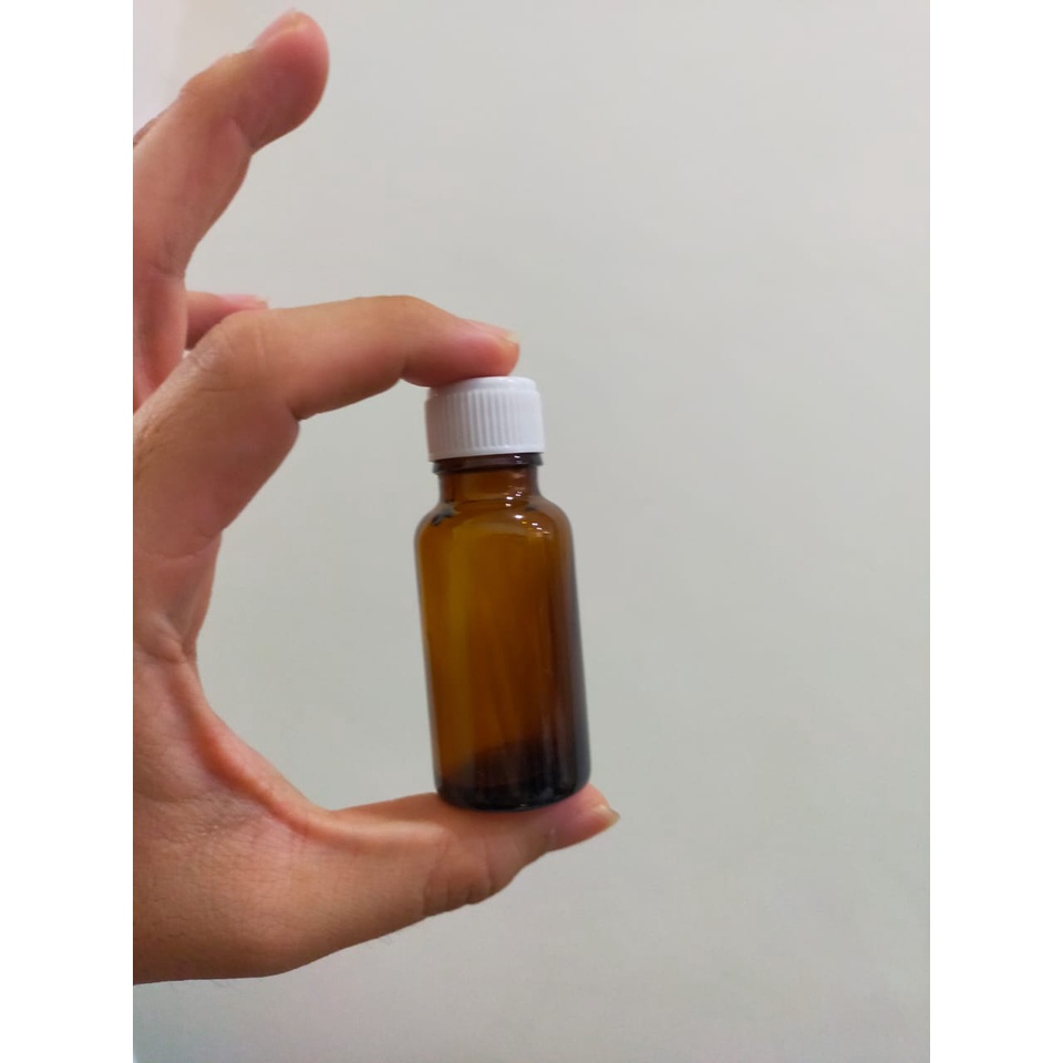 Botol Kaca Amber 20 ml Tutup Ulir Putih