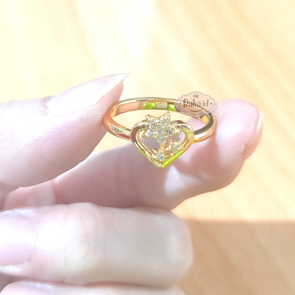 Cincin Wanita Cincin Dewasa Motif Love Bintang Gold Aksesoris Perhiasan Wanita 1010