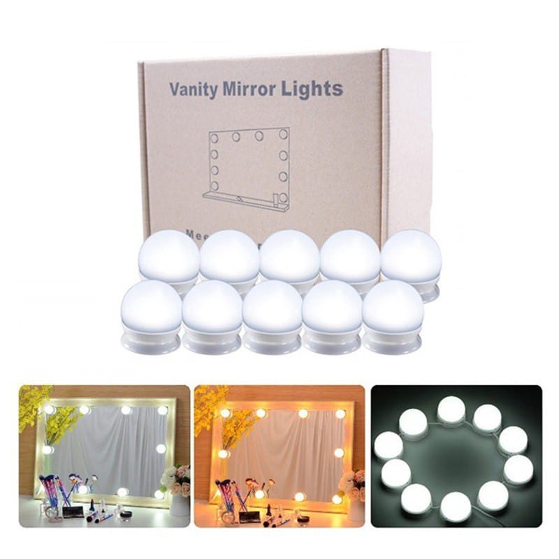 Terlaris!! Lampu Led Meja Rias Make Up | Lampu Kaca Rias Vanity Mirror Light ( 10 Bohlam )