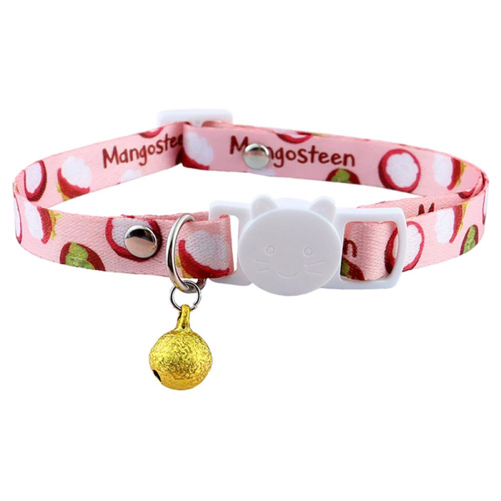 Timekey Kalung Leher Anjingkucing Peliharaan Bahan Katun Polyester Motif Print Buah Dengan Lonceng H5W7