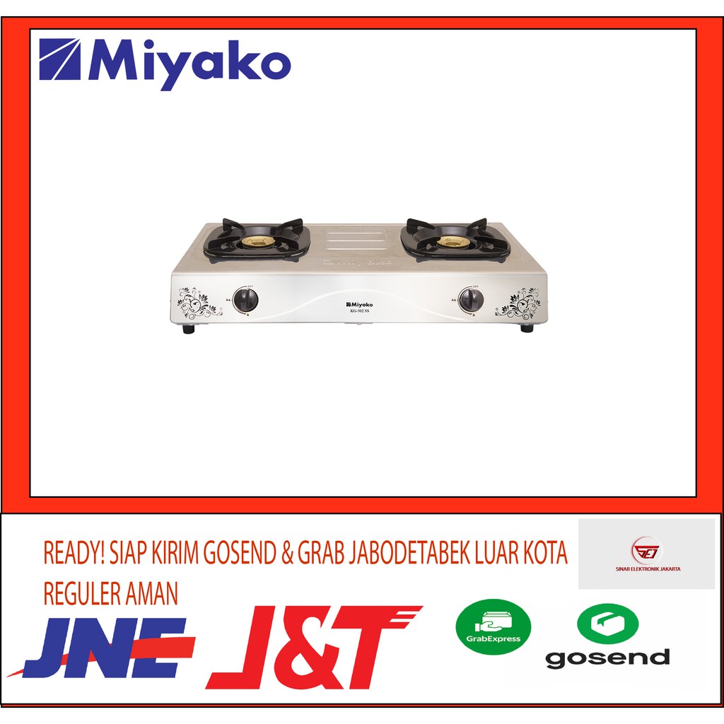 Miyako KG 502SS. Kompor Gas 2 Tungku Stainless Steel + Kuningan. Baru&amp;Bergaransi Resmi