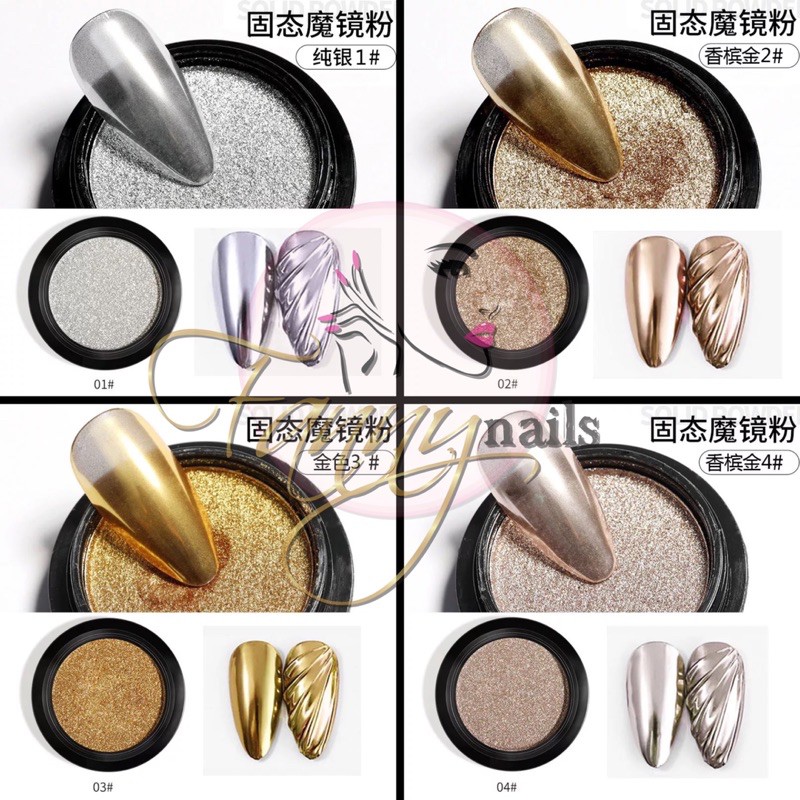 NAIL CHROME POWDER COMPACT JAPAN NAILS STYLE / bubuk chrome gold powder kuku chrome hologram nail