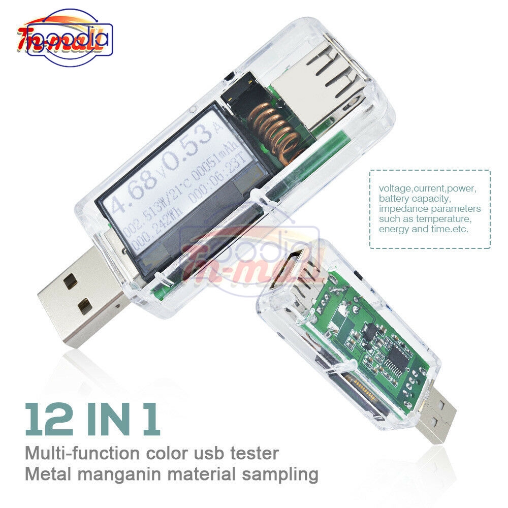 12in1 7in1 USB Voltage Current Meter Power Capacity Digital LCD Tester Voltmeter