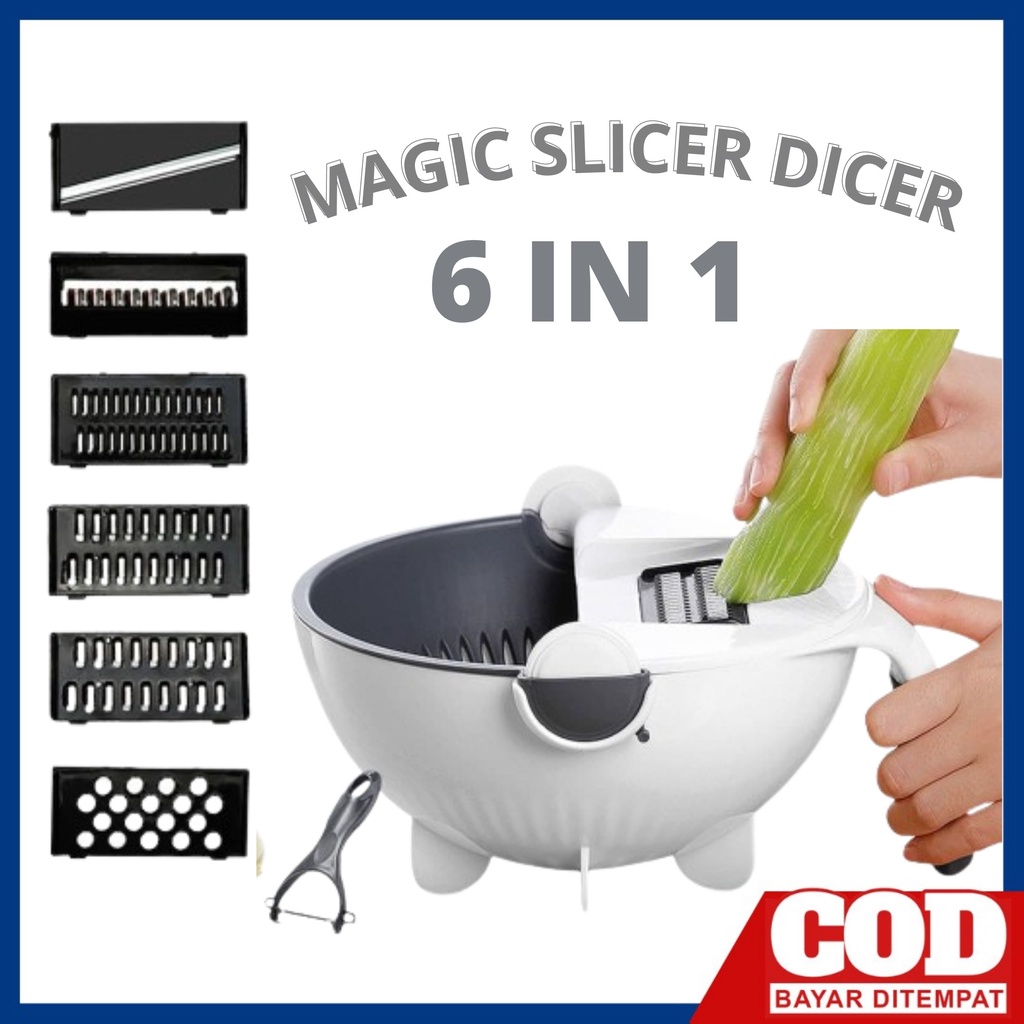 Parutan Serbaguna Untuk Sayuran Dan Mangkok Penampung VEGETABLE MAGIC SLICER DICER 9 IN 1