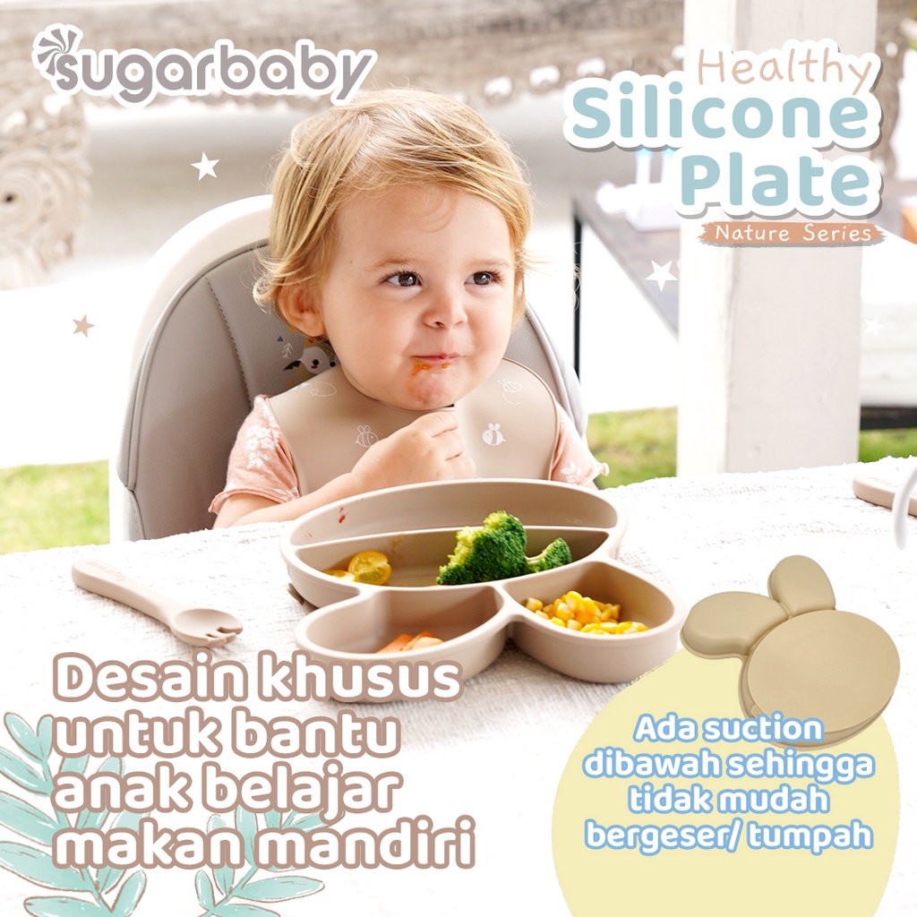 Sugar baby Healthy Silicone Plate Nature Series Piring Makan Bayi Mpasi Silikon