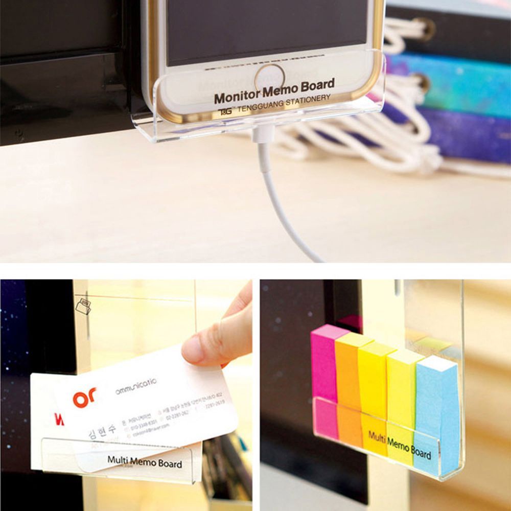 QUINTON Taps Card Holder Sticky Note Phone Holder Monitor Memo Board Home Stylish Transparent Acrylic Computer Screen Message Board/Multicolor