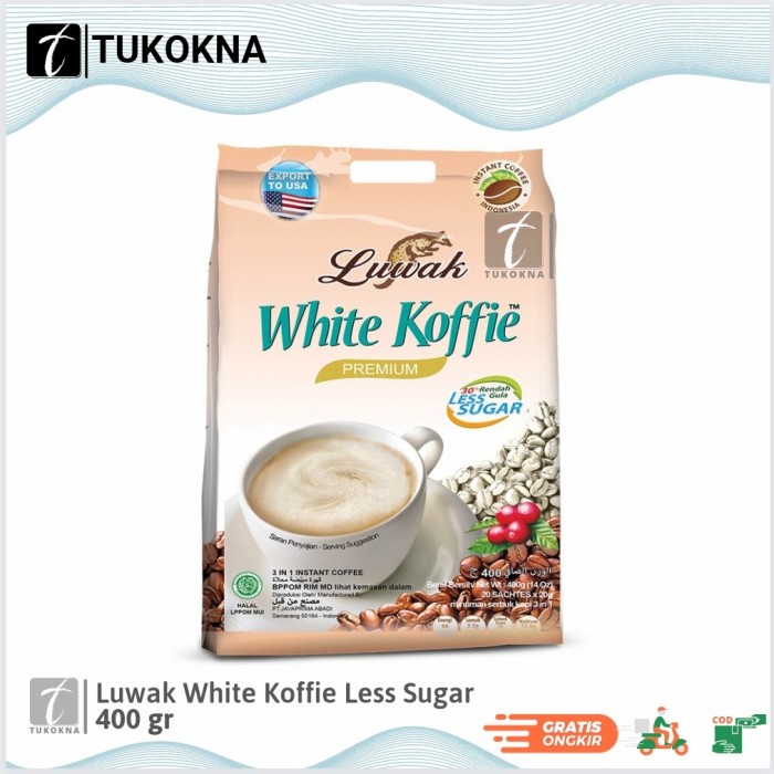 Jual Kopi Luwak White Koffie Less Sugar Bag 20x20gr Shopee Indonesia