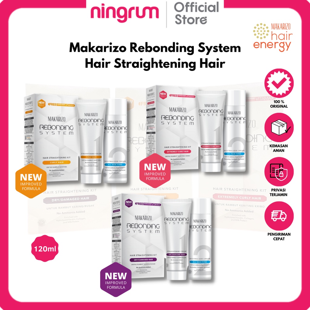 Ningrum - MAKARIZO Rebonding System Hair Straightening Hair 120 mL Pelurus Rambut - 6312