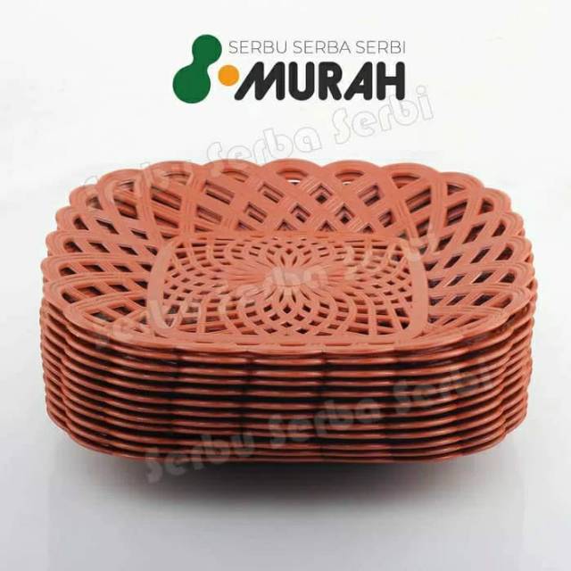 Piring Plastik motif Rotan KOTAK Lusinan