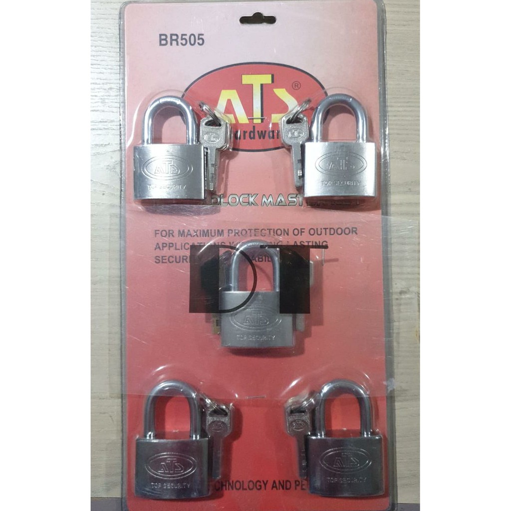 Gembok Putih Master Key ATS uk 50mm isi 5pcs / Iron Padlock 50 mm set 5 pc BR505 Pagar Rumah Toko