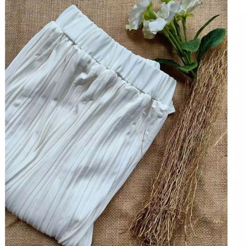 (BISA COD) ROK PLISKET POLOS WANITA WARNA PUTIH/ROK PLISKET PUTIH MAYUNG