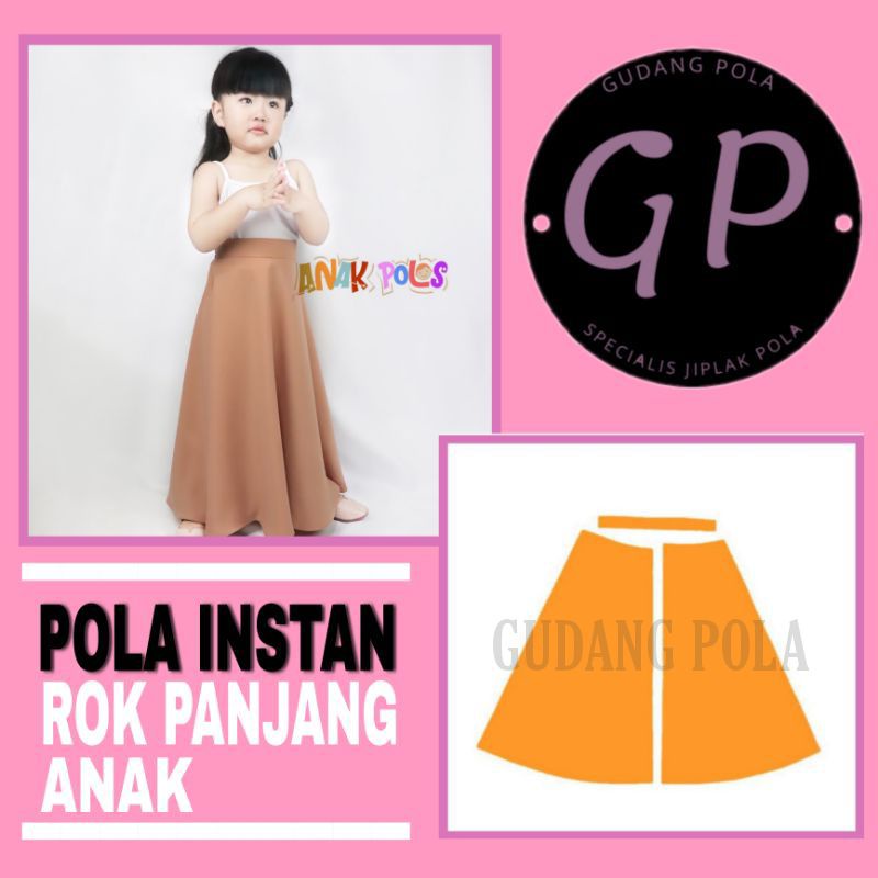 [✓COD] Rok Payung Anak - Rok Setengah Lingkaran Anak - Pola Jiplak Instan - Pola Baju Gudang Pola