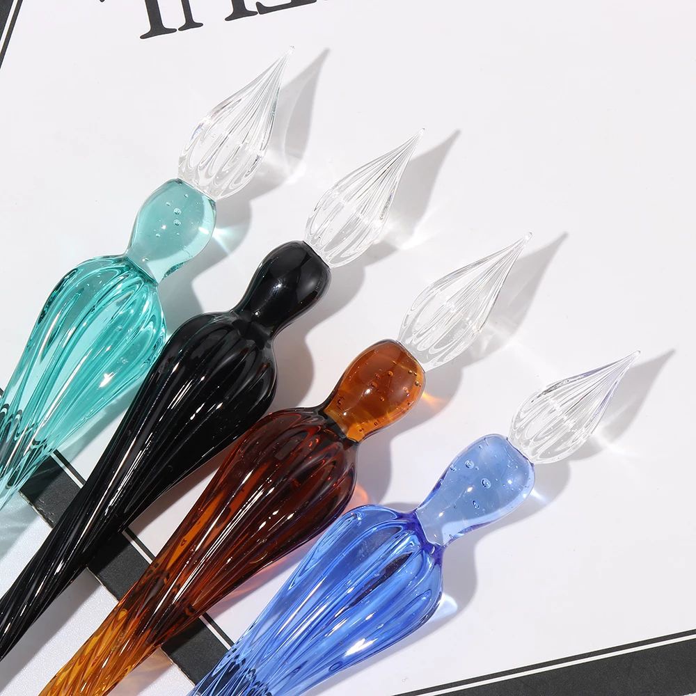 LANFY School Supplies Fountain Pens Writing Supplies Crystal Glass Dip Pen Filling Ink Art Painting Calligraphy Signature Stationery Vintage Dipping Pen/Multicolor