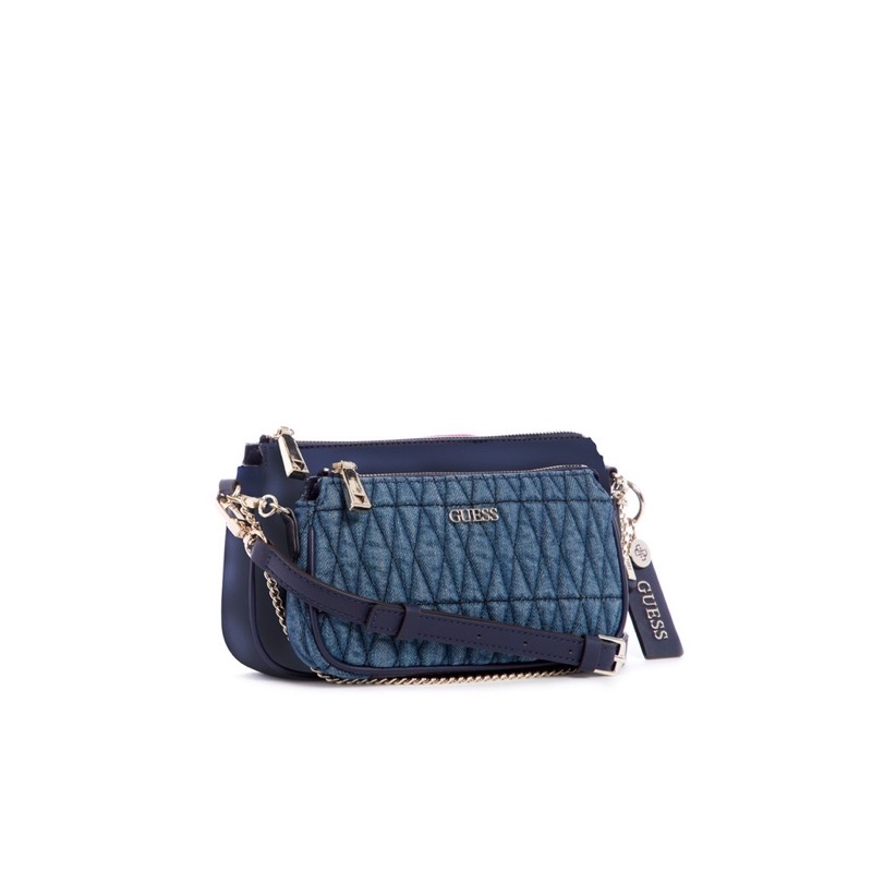 TAS GUESS ORIGINAL WANITA - ARIE DOUBLE POUCH CROSS BODY DENIM