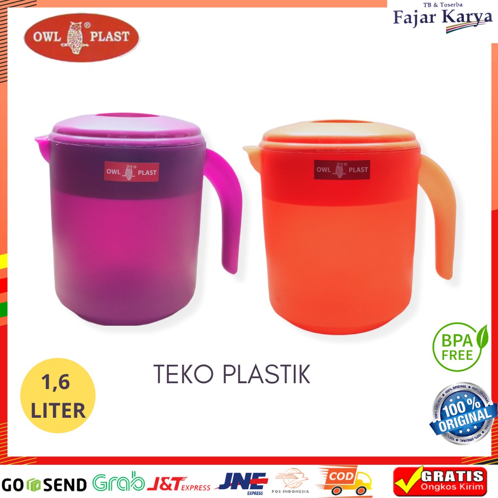 TEKO PLASTIK OWL PLAST 1.6 L DUA WARNA JUG PLASTIK PITCHER ESKAN INOVA