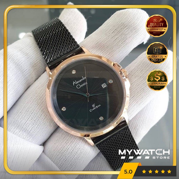 Jam Tangan Alexandre Christie Wanita AC 2865 AC2865 Alexander Christy Black Rosegold