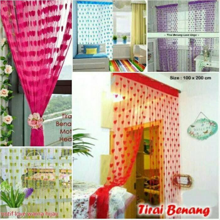 [BISA COD] FUNSTORE TIRAI PINTU / TIRAI JENDELA / TIRAI JENDELA BENANG MOTIF LOVE