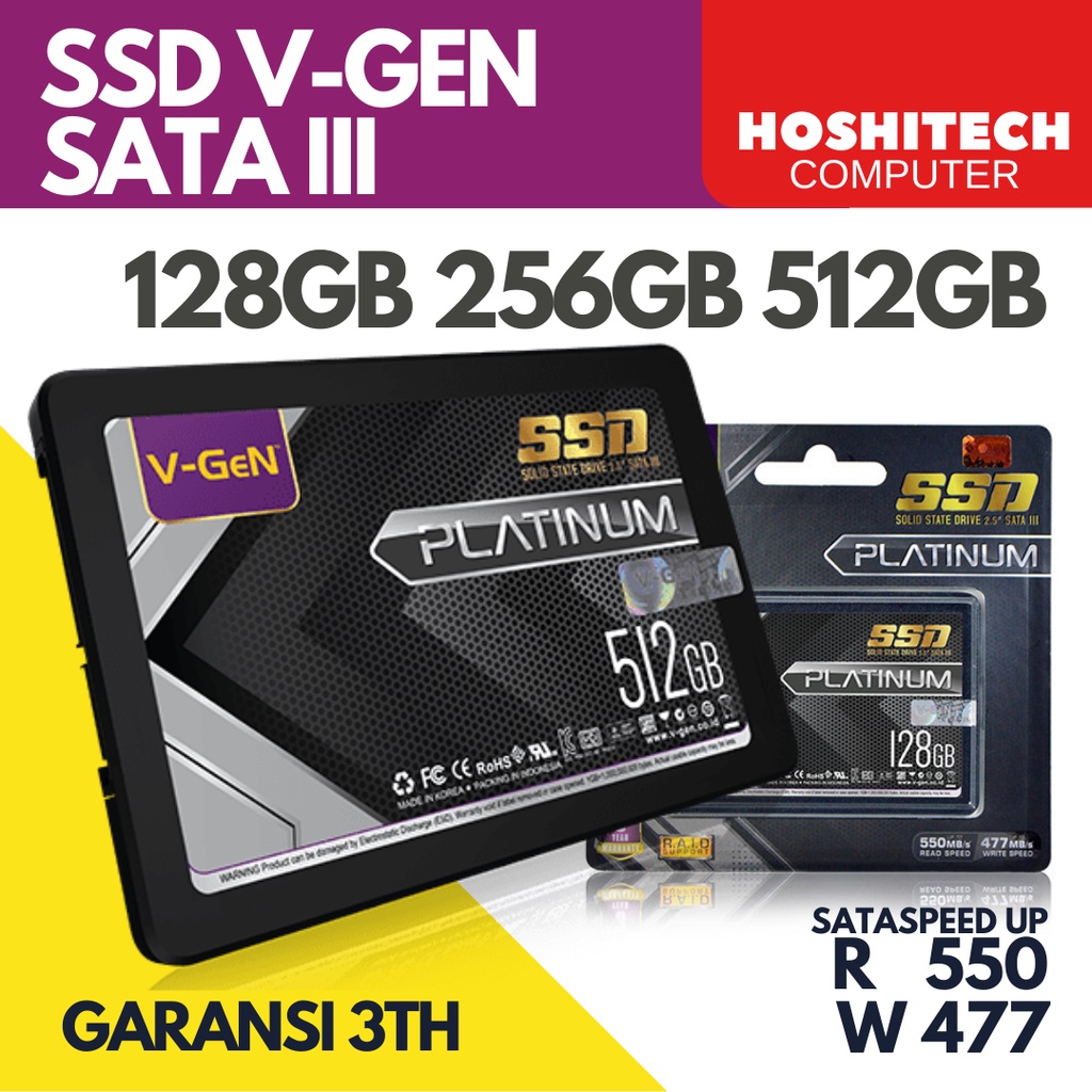 SSD VGen SATA III 128GB 256GB 512GB SSD 1TB V-Gen PLATINUM Garansi 3TH