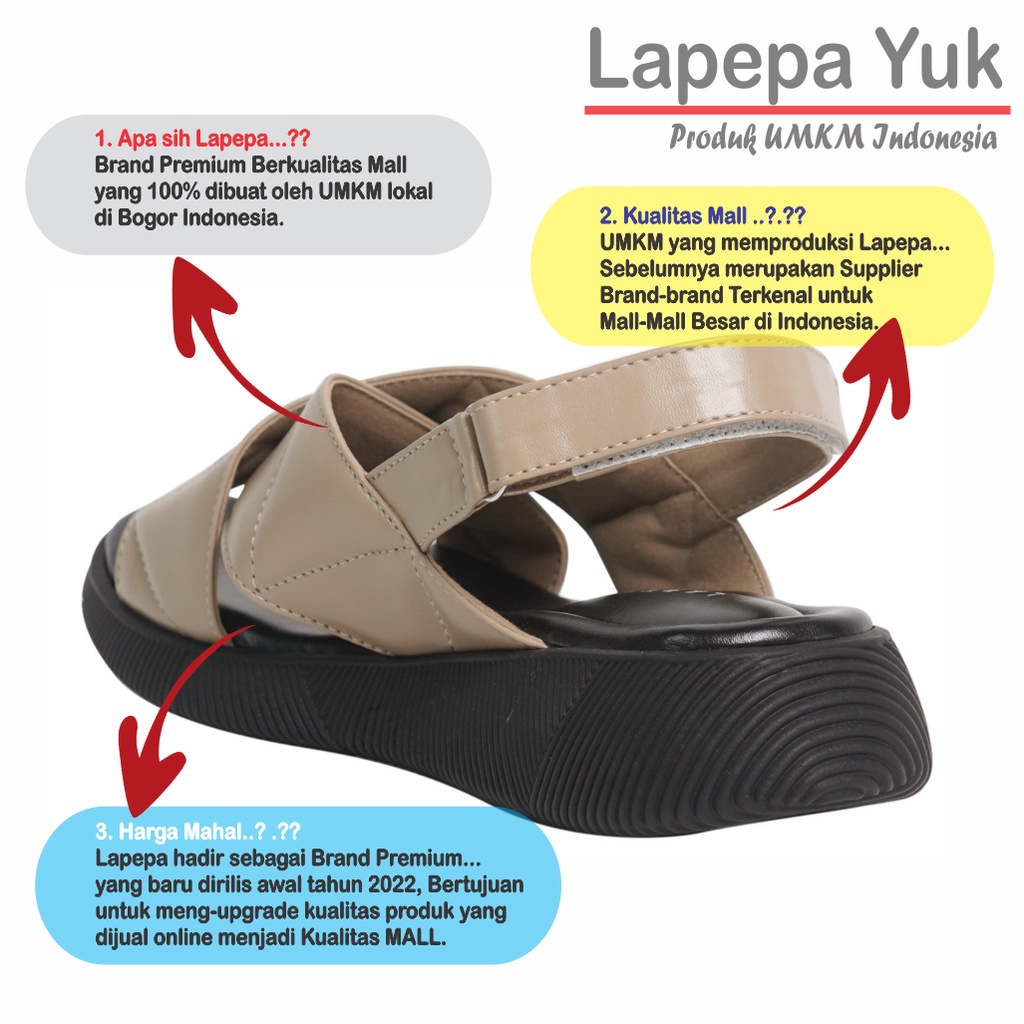 LAPEPA YUK -  Sepatu Sandal Wanita Wedges JOVITA Model Ban dua Tali Strap belakang Hak Tinggi Sole 4 cm Spatu Sendal Gunung Cewek  Size 36 37 38 39 40 41 Warna SMOKE Coksu Soft Cewe Kekinian Premium Terbaru Shoes Ori Original Mall Official Store Promo