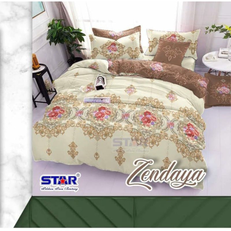 Zendaya Cream | Kain Ecer Katun CVC Star per 0.5 meter | kain sprei, piyama, dekor, mukena