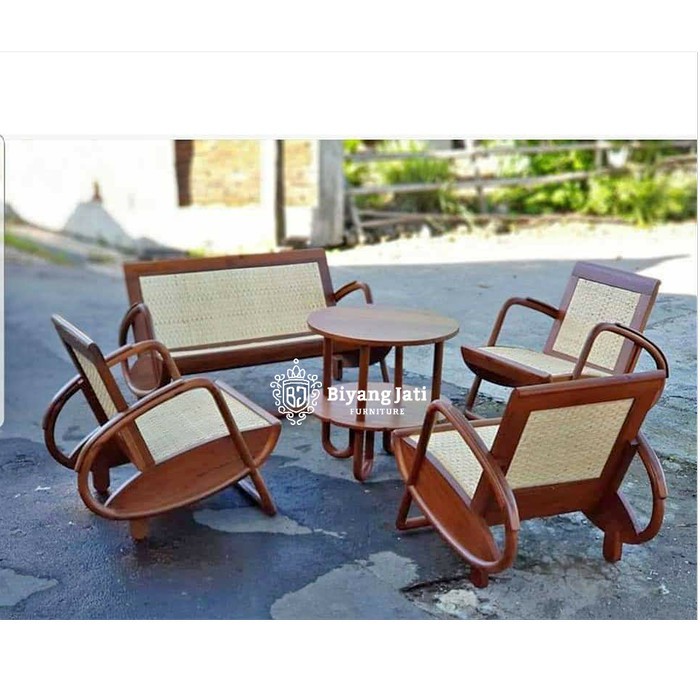 Kursi tamu jati kursi tamu klasik model sedan kuno kursi tamu kayu jati kombinasi rotan cat natural