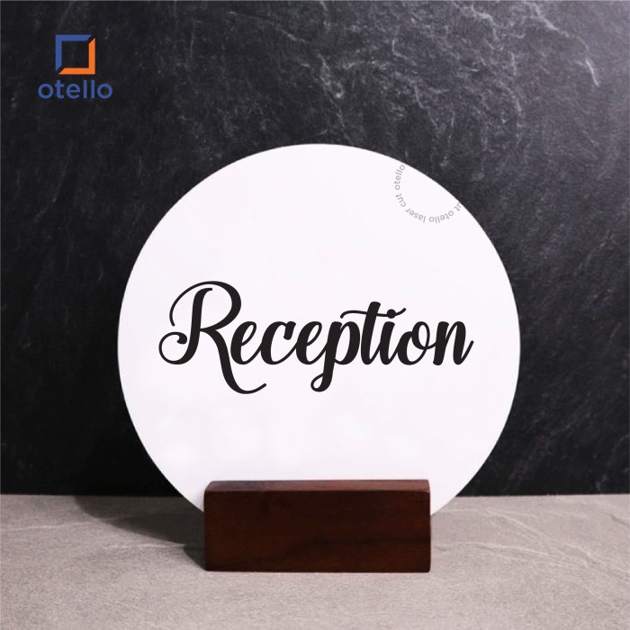 Reception Sign Meja Akrilik Table Desk Signage Papan Duduk Acrylic