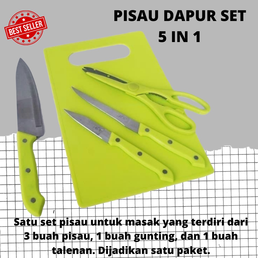 [BISA COD] Set Pisau Dapur Full Set 5 IN 1 Harga Termurah Import Pisau Dapur Anti Karat BEST SELLER