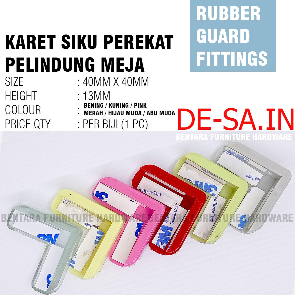 Karet Silikon Siku  Sudut Meja + Perekat - Pelindung Bayi Anak (Clear Merah Kuning Pink Abu Hijau)