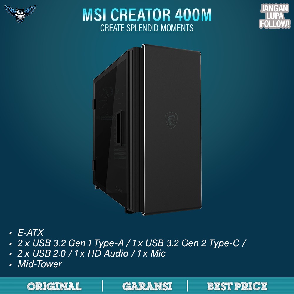 Designer Case MSI CREATOR 400M | 3 Fan 14cm | E-ATX Mid Tower Casing