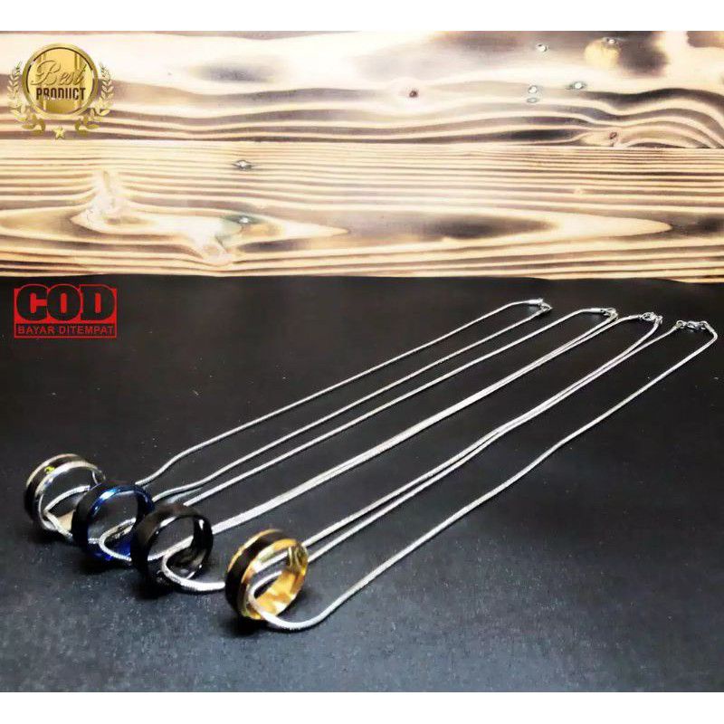 KALUNG TITANIUM PRIA WANITA CINCIN SUHU STAINLEES STEEL ANTI KARAT DAN TIDAK LUNTUT BAJA TERLARIS