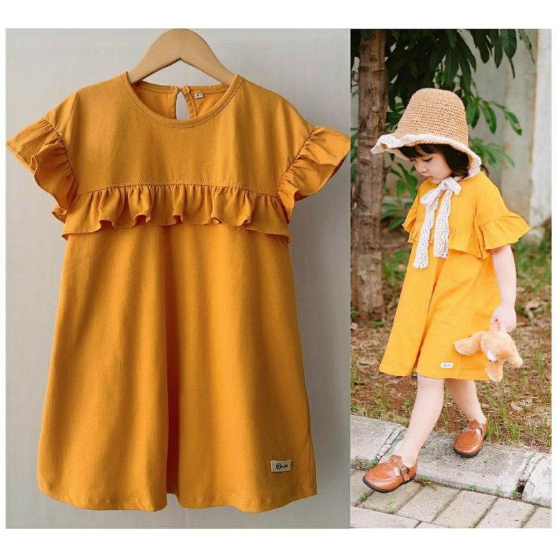 Dress Anak Ruffle Rumbay Polos Smilee Original Kaos Anak Super Premium Baju Anak Perempuan Terlaris Termurah Best Seller