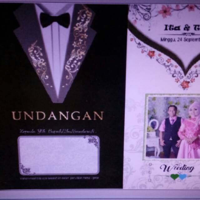Undangan unik bentuk jas adcomp RF 2 murah gratis desain dan pasang