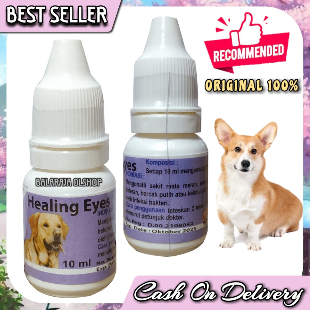 OBAT SAKIT MATA ANJING HEALING EYES SAKIT BENGKAK MERAH BERCAK PUTIH - HEALING EYES DOG 10ML