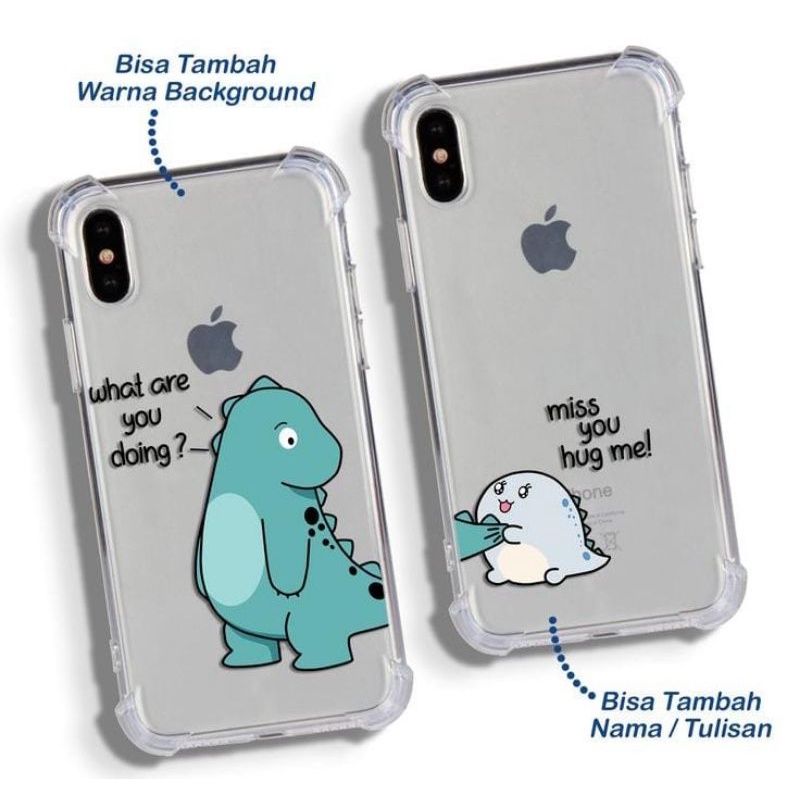 CUSTOM CASE DINO COUPLE ALL TYPE iphone oppo samsung vivo xiaomi realme redmi pasangan pacar