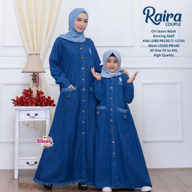 RAIRA GAMIS COUPLE IBU & ANAK BAHAN JEANS DENIM LEMBUT