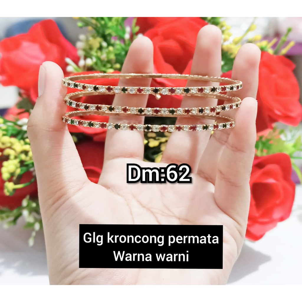Gelang keroncong India permata isi 3 pcs warna warni COD