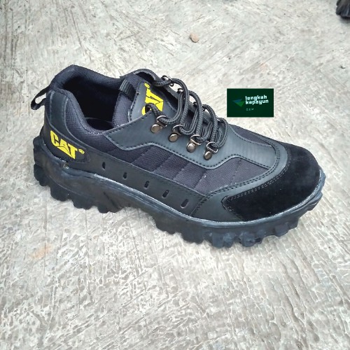 Sepatu Safty Kerja Lengkahkapayun Cat Hitam Tali Pendek Ujung Besi Ready Uk 39-44