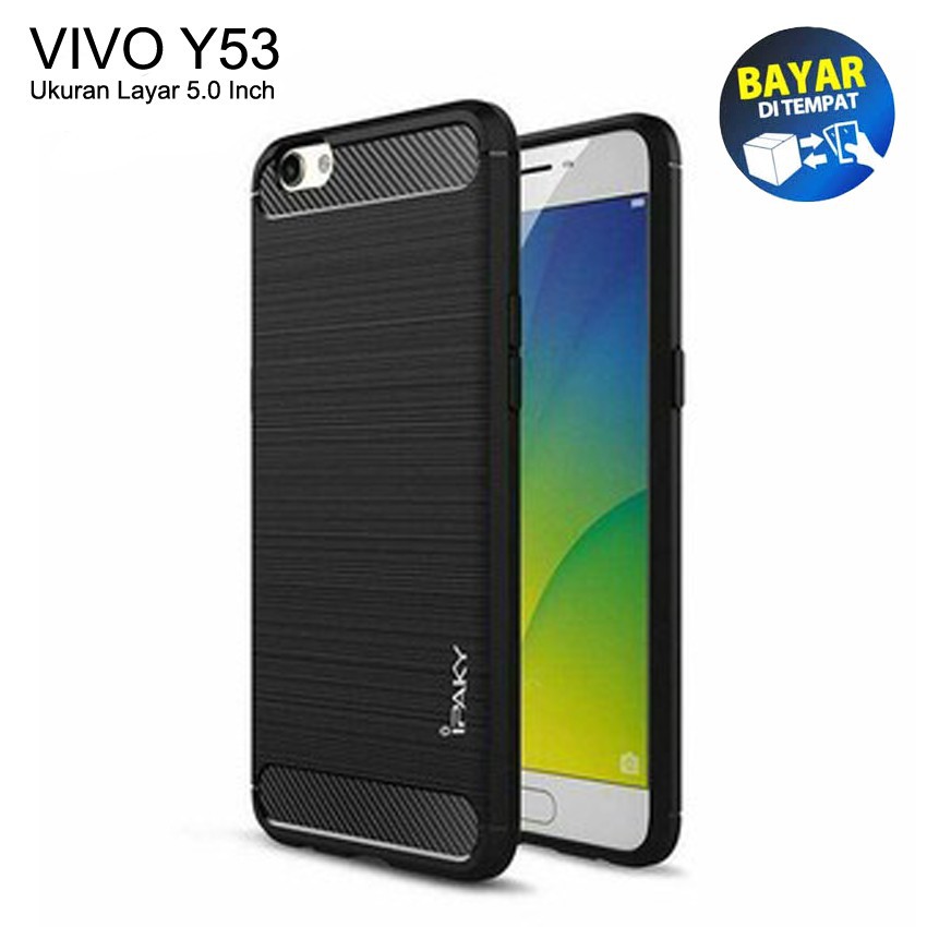 Case iPaky Carbon VIVO Y53 Sopkes HP Vivo Y53 Premium Kondom Hp Hitam Lentur