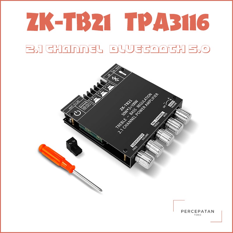 【ZK-TB21】Penyesuaian Tinggi dan Bass 2.1 Channel Bluetooth Modul Penguat Daya Digital Penuh【TPA3116D2】Dapat dihubungkan ke subwoofer yang kelebihan berat badan 50W*2+100W Amplifier